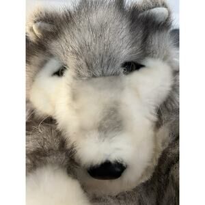 Folkmanis Puppets Timber Wolf Hand Puppet Plush Gray White Realistic Large Toy
